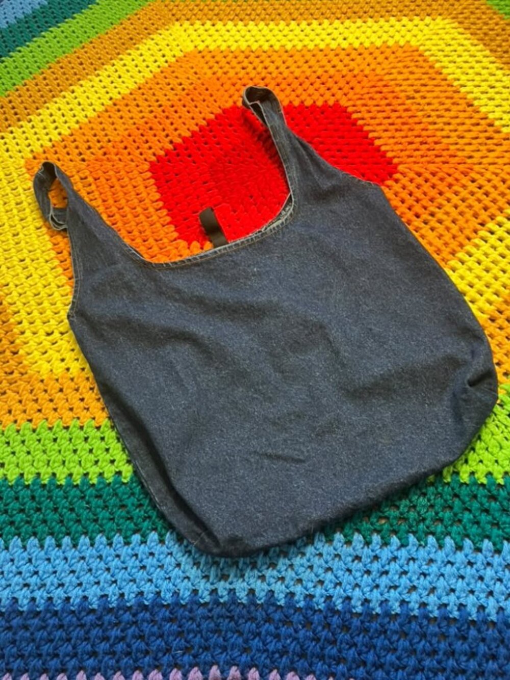 Denim Blue Denim Tote Grocery Sack Bag Purse